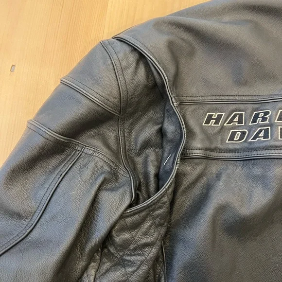 Harley-Davidson Black Leather Padded Riding Jacket
